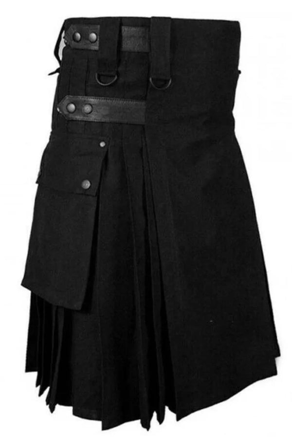 Black Cargo Utility Kilt